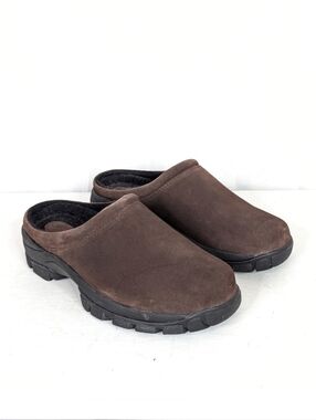 Lands' End Suede Slip On Clogs House Shoes Size 7 Women's